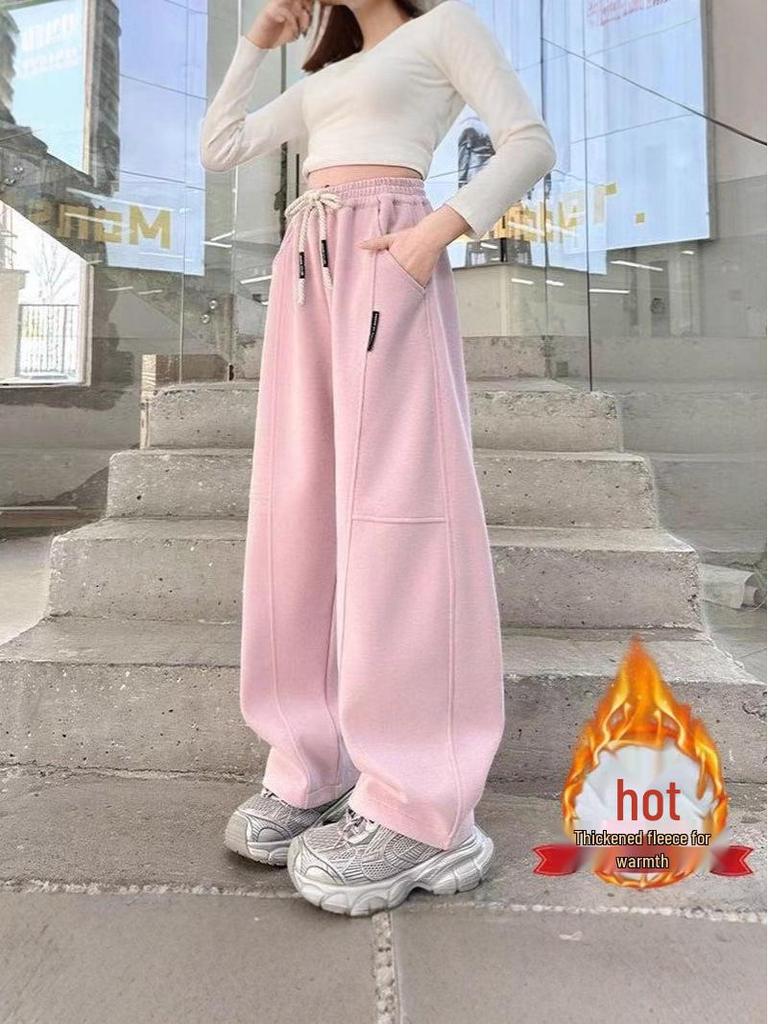 Girls' Wide-Leg Fleece Pants - Autumn/Winter Thickened Casual Sportswear
