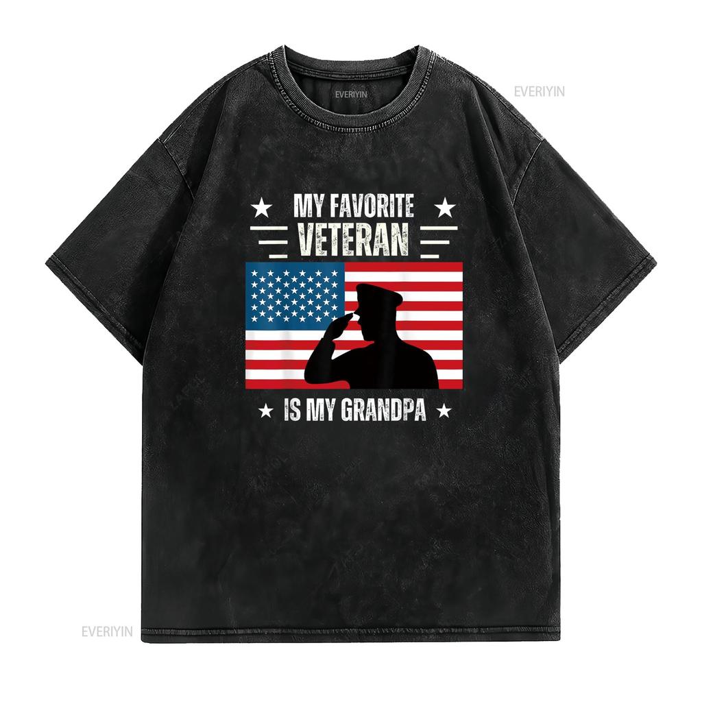 Veterans Day Military My Favorite Veteran Is Grandpa Kids T Shirt vintage Washed Versatile graphic Stylish designer clothes