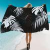 Bohemian Black White Tropical Palm Leaf Beach Towel, Lightweight Microfiber Quick Dry Absorbent for Pool Travel Bath Gift
