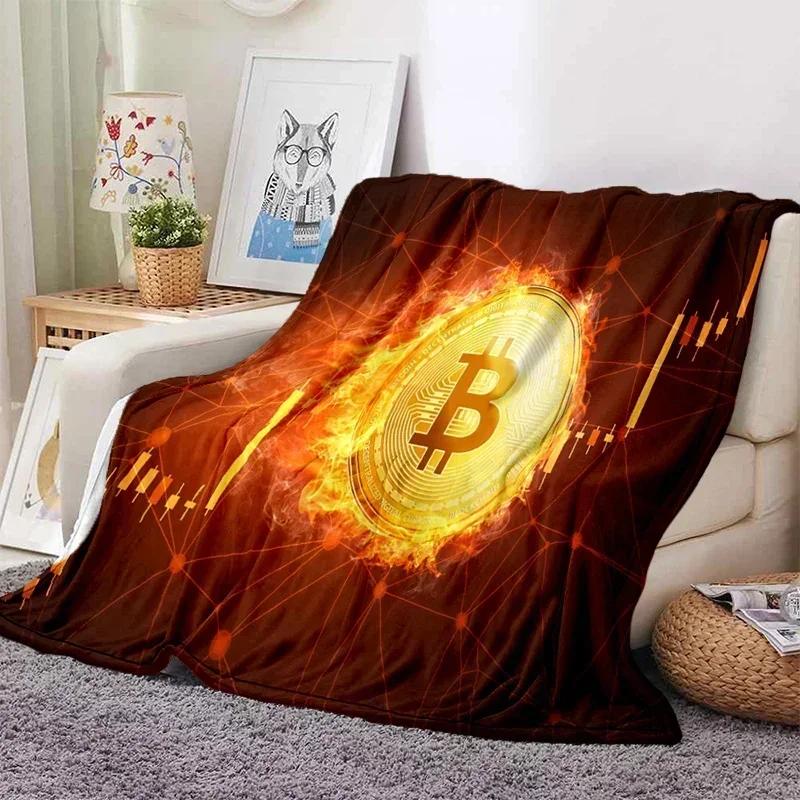 Bitcoin Soft Throw Blanket Game Blanket Bed Throw Blanket Warm Cartoon Printed Bedspread Bed Couch Sofa Birthday Gifts for Boys