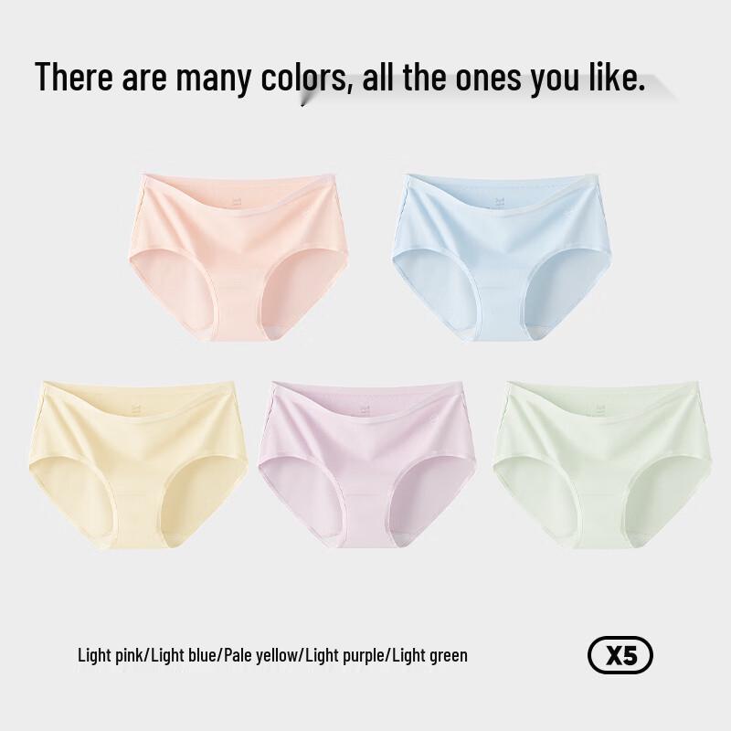 MIIOW Women's Mid-Waist Pure Cotton Briefs (5-Pack)