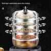 Large 304 Stainless Steel Three-Layer Household Steamer for Induction and Gas Stoves