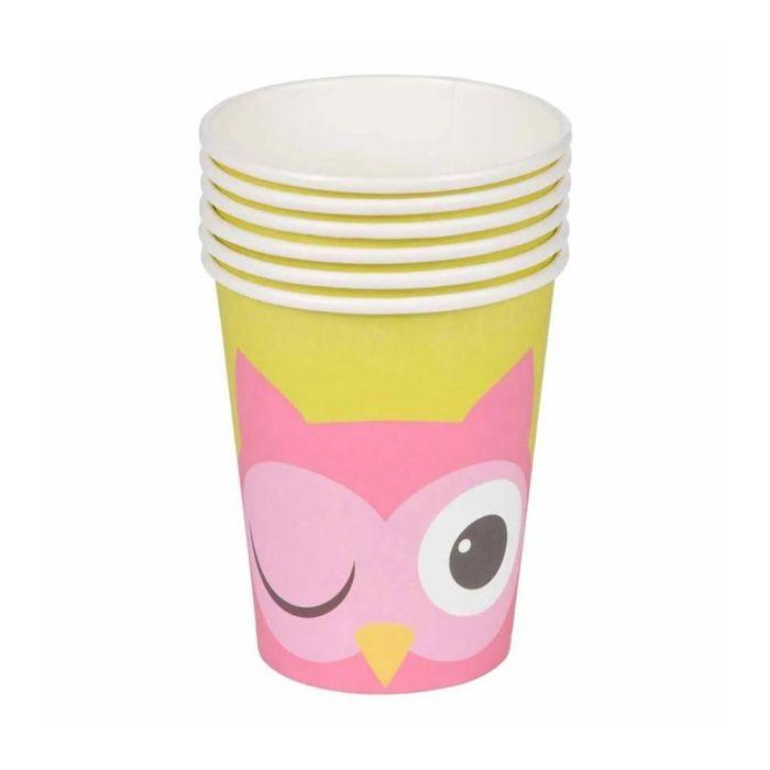 Set of 6 Paper Cups Cute Owl