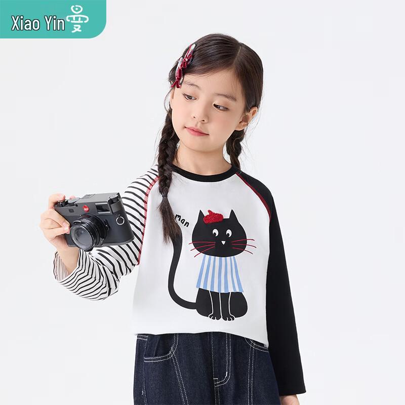 

Girl s Black Cat Print Cotton Long Sleeve Tee 130