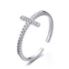 CIAXY Silver Color Hyperbolic Design Cross Rings for Women Cubic Stones Gothic  Wedding Jewelry Adjustable Ring Anillos