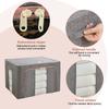 3Pcs Clothes Storage Bins Clear Windows Stackable Storage Boxes Reusable Linen Carrying Container for Clothing Bedding Shelves