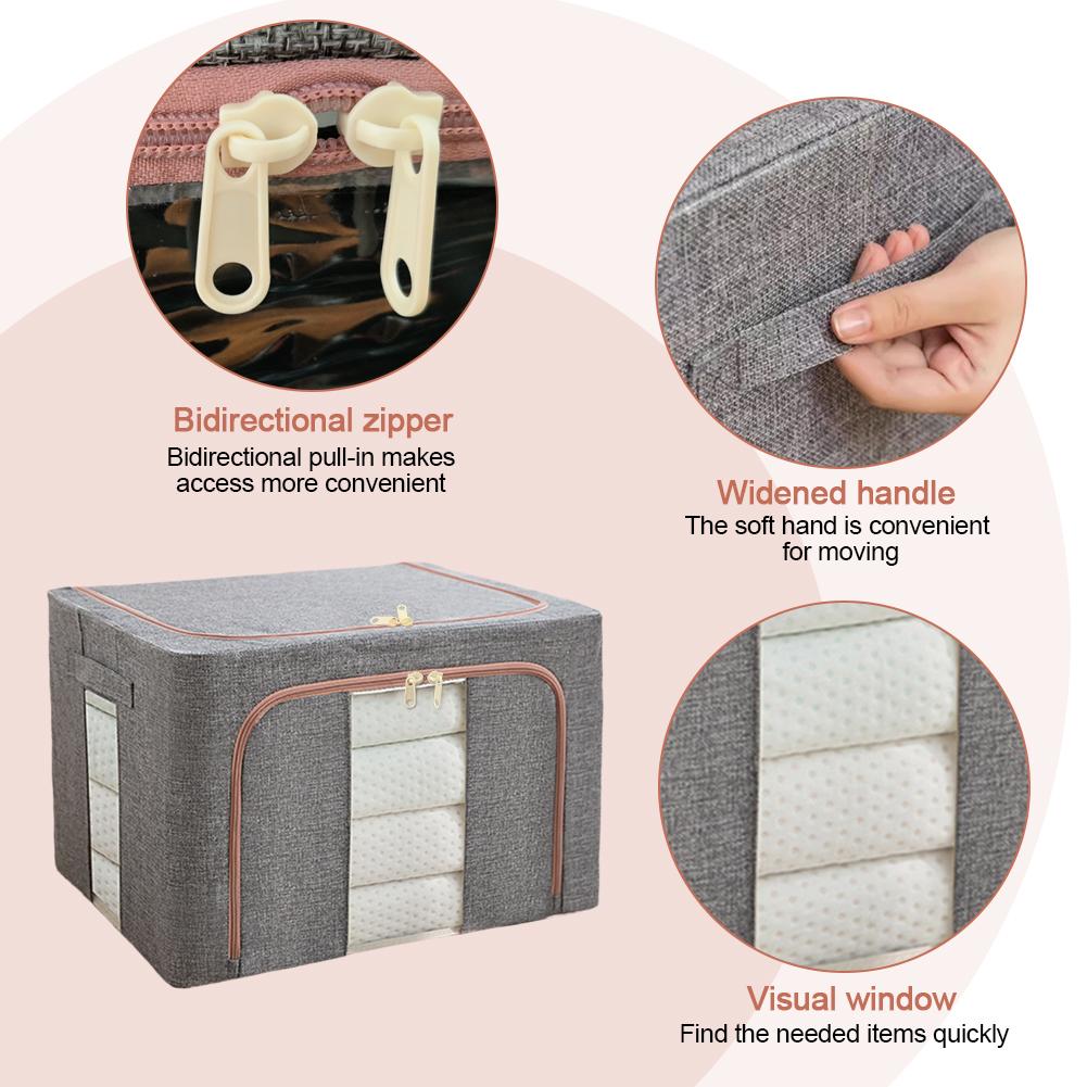 3Pcs Clothes Storage Bins Clear Windows Stackable Storage Boxes Reusable Linen Carrying Container for Clothing Bedding Shelves