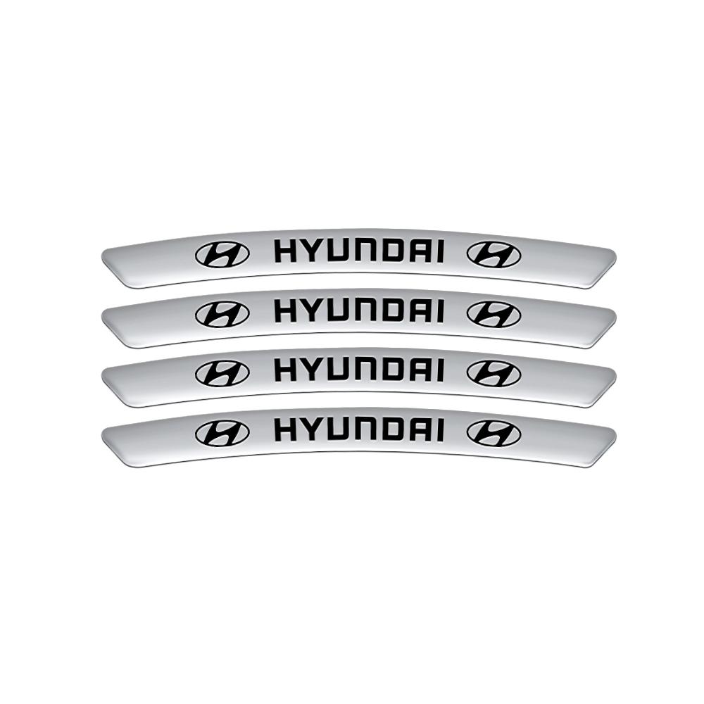 4pcs Aluminum Car Wheel Hub Decal Auto Tire Rim Strip Decor Sticker For HYUNDAI i20 i30 Tucson i10 ix35 i40 GDI Veloster Genesis lj2