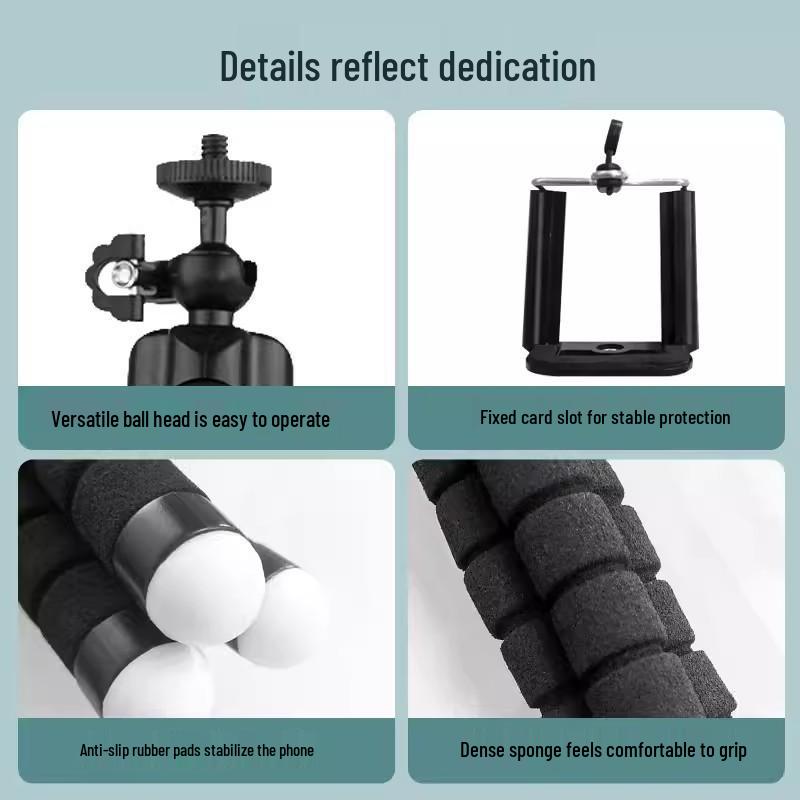 Octopus Sponge Tripod: Portable Phone Holder for Outdoor Streaming & Desktop Use