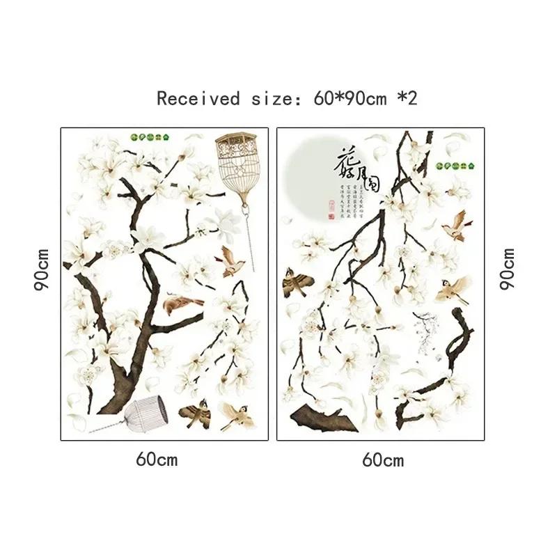 

187*128см Наклейки на стену в китайском стиле Дерево Птицы Цветы Домашний декор Обои для гостиной Спальни DIY Украшение комнат