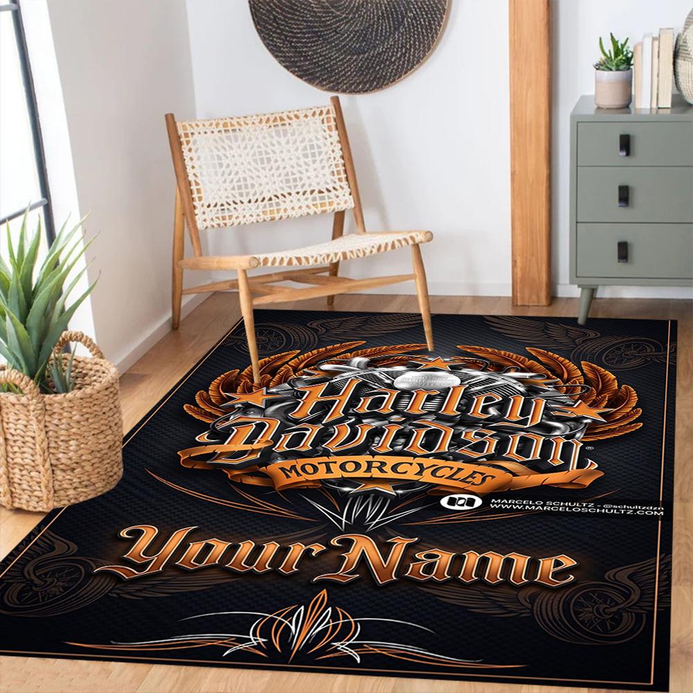Harley-davidson Motorcycles Customize Text Floor Rug Office Rug Perfect for Kitchen Dining Room Decorate room Hallway Anti-slip Rug Office home decor