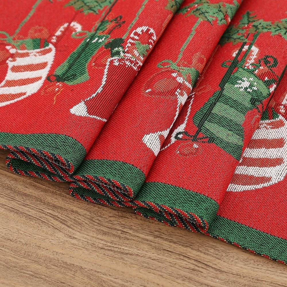 Pattered Contrast Color Christmas Table Runner Red Tree Xmas Desktop Decoration Snowman Elk Linen Table Cover Home Decoration