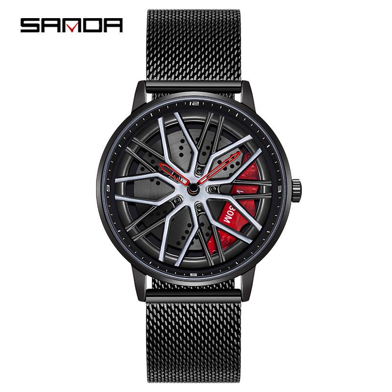 Sanda Men's 360° Rotating Dial Quartz Wristwatch - Casual Fashion Wheel Series
