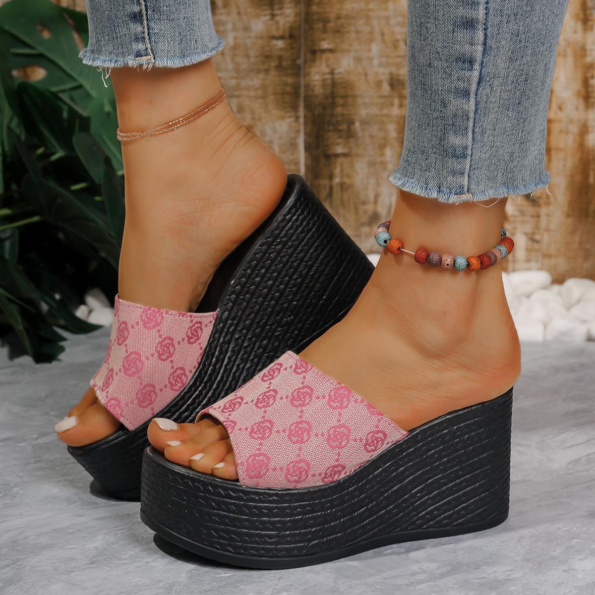 

Женские тапочки на платформе, роскошные летние пляжные сандалии, модные тапочки на высоком каблуке, женские повседневные туфли без застежек, дизайнерские туфли, женские шлепанцы 36