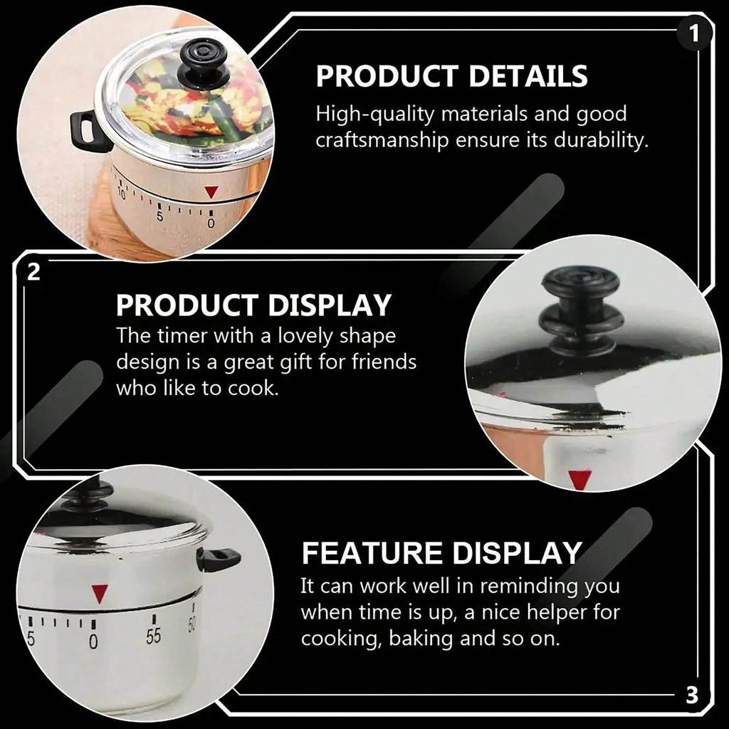 1pc Kitchen Timer Clock, Mechanical Kettle-Shaped Timer, 60 Minute Cooking Countdown Timer, Kitchen Utensils, Kitchen Supplies, Kitchen Accessories,