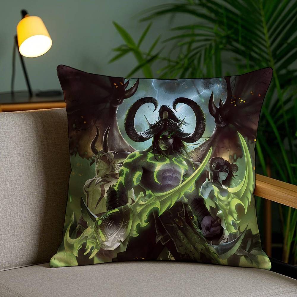 Warcrafts Of World W-Wow Pillow Case Home Dorm Chair Back Short Plush Double-Sided Printing Office Nap Time Cushion Cover