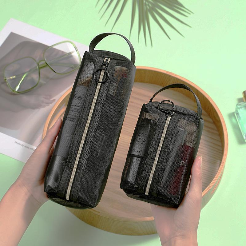 Portable Black Mesh Makeup Brush Bag for Eyebrow, Eyeliner, Eyeshadow & Powder Brushes