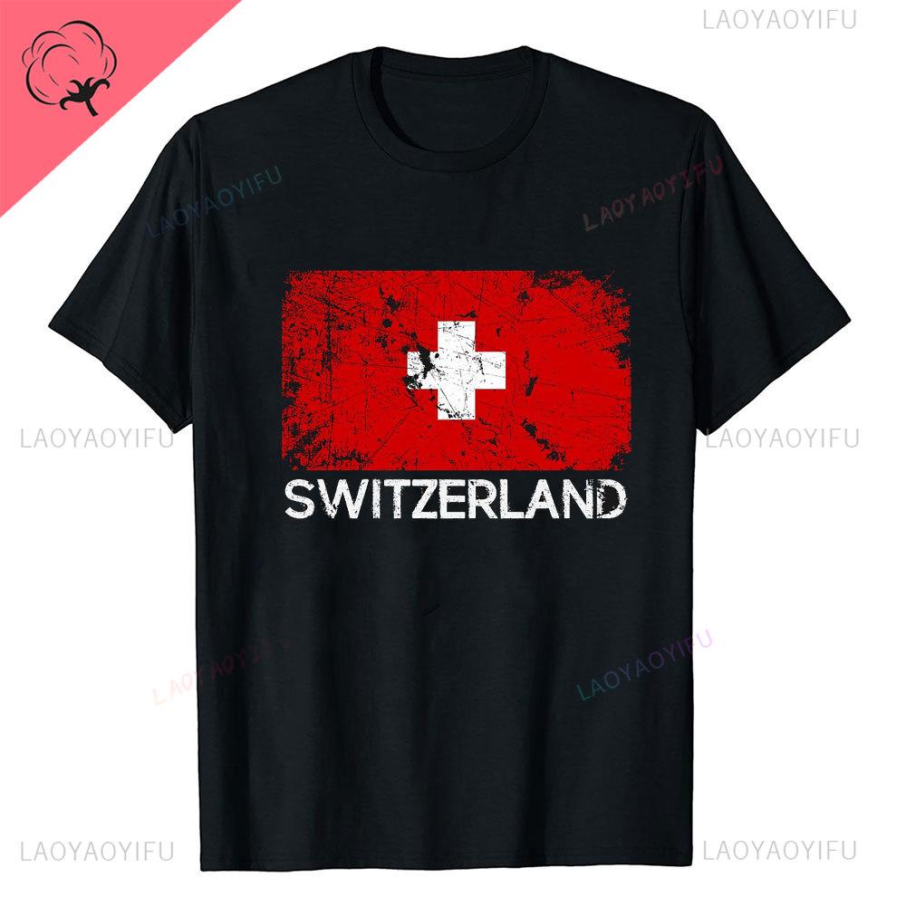 Super Swiss Proud Switzerland Flag T Shirts Man ShortSleeve Fashion Hipster T Shirt Clothing Casual Summer Basic Loose Tee