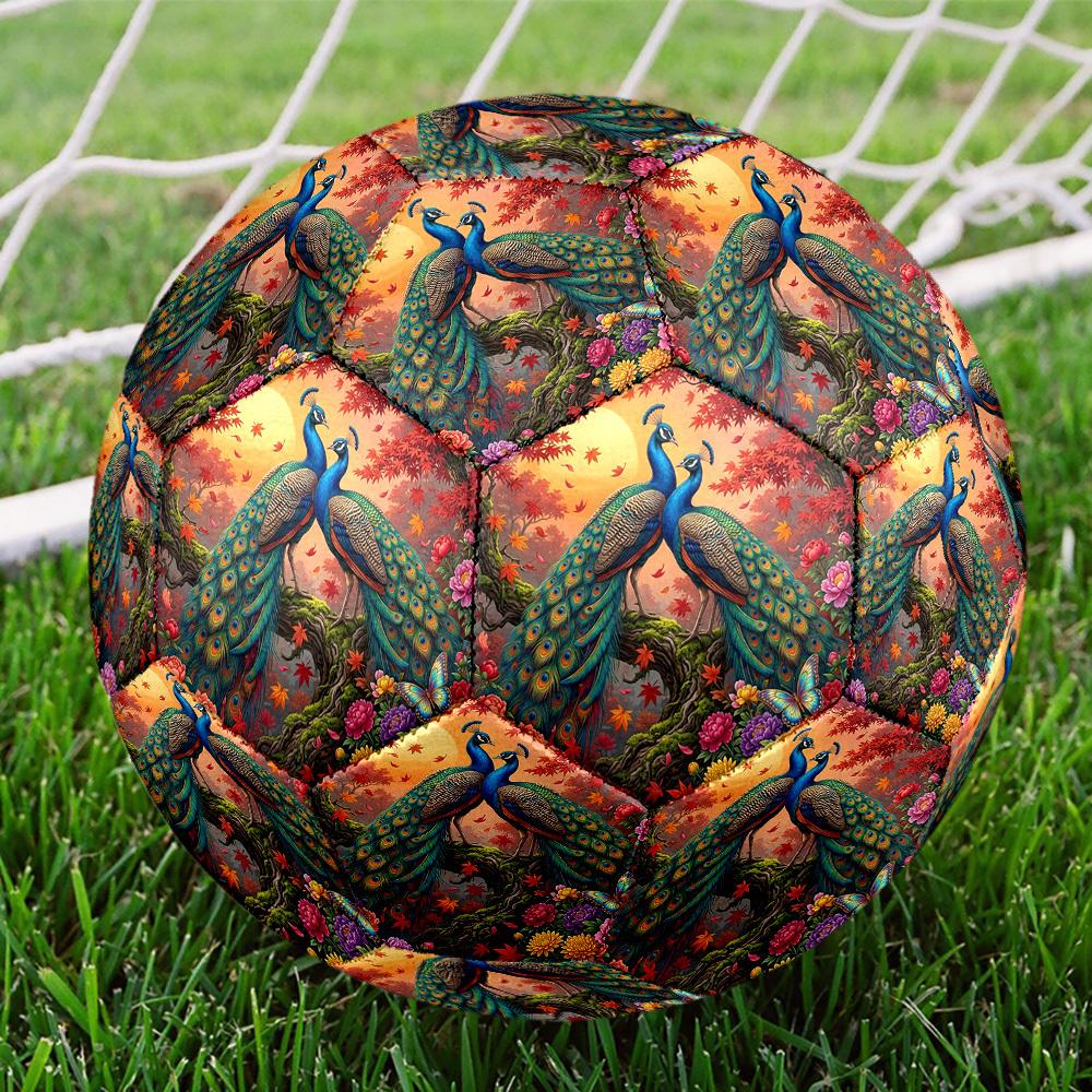 1pc Autumn Peacock Garden Theme Soccer Ball Football, Size 5, Lightweight PVC, Outdoor Training Soccer Ball,Sports Gift T61479
