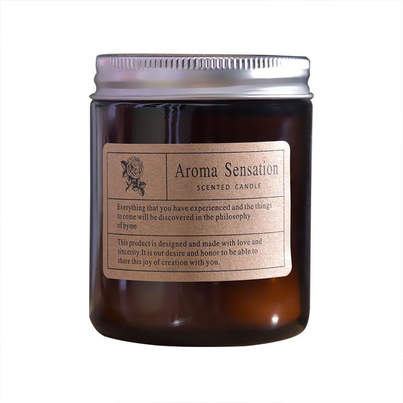 Brown Glass Unscented Candle Wedding Souvenir Simple Creative Scented Candle for Home Use