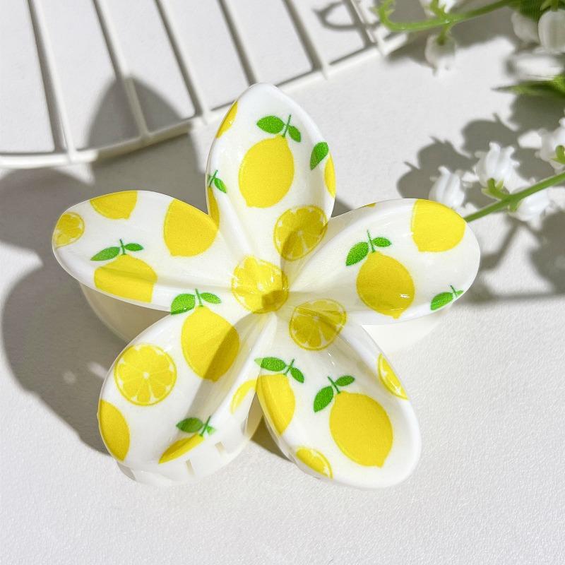 Printed Clips, Egg Flower Fresh and Light Hair Clips Back of The Head Updo Shark Clips