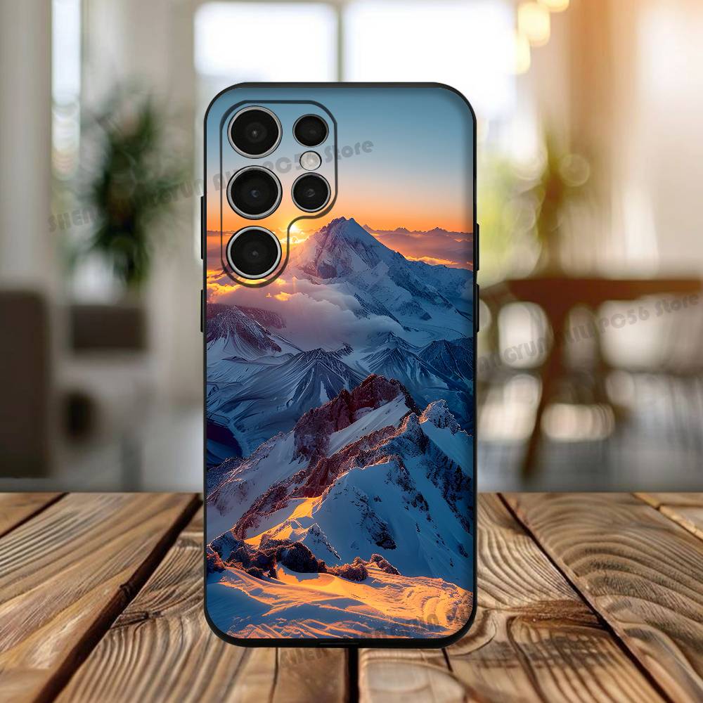 Snow Mountain Scenery Phone Silicone Case For Samsung S24,22,20,23,21,20 Ultra Plus Lite 5G Print Silicone Cover