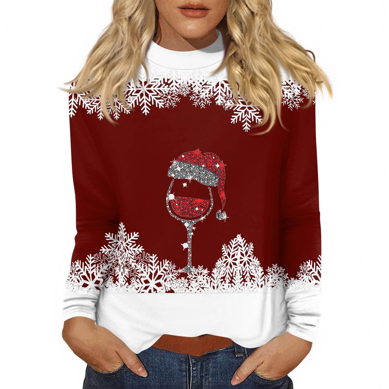 

Женская осенняя повседневная толстовка с длинным рукавом, винтажный принт, топ с высоким воротом, пуловер XL винный