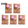 Exquisite Holiday Celebration Cards 5Pcs DIY Dried Flower Greeting Cards, Handmade Note with Artificial Flowers, Jute Twine Romantic Sunflower