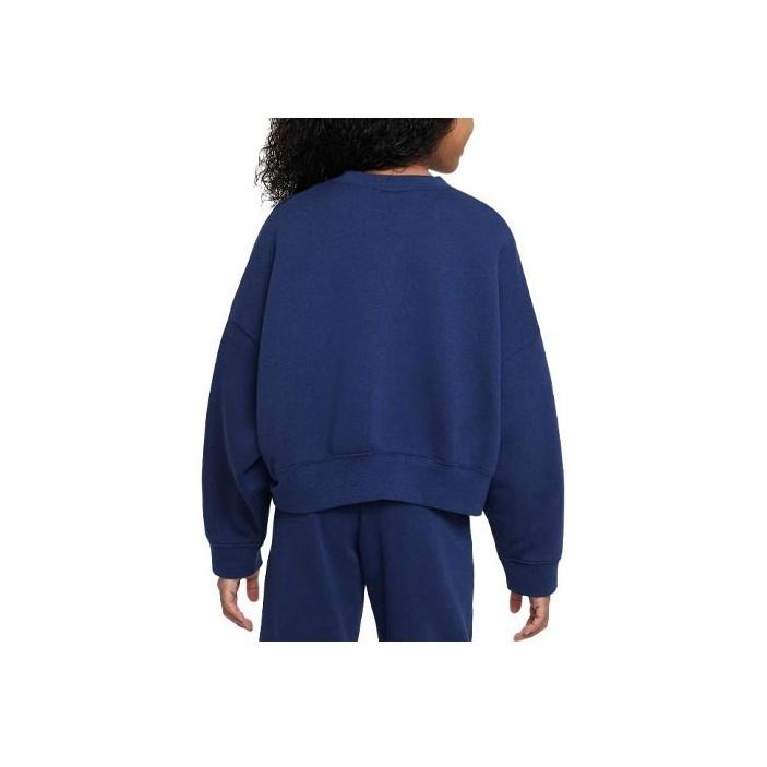 Nike Sportswear Trend Logo Print Crewneck Loose Sweatshirt Kids Sweatshirt Navy-Blue FD0885-410