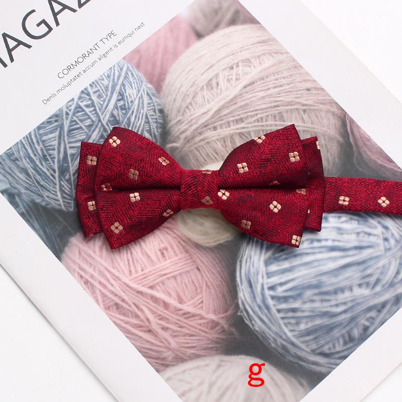 Färgvävd Jacquard Herrfluga 6cm Dubbellager Randig Liten Blomma Affärs Retro Kostym Skjorta Fluga