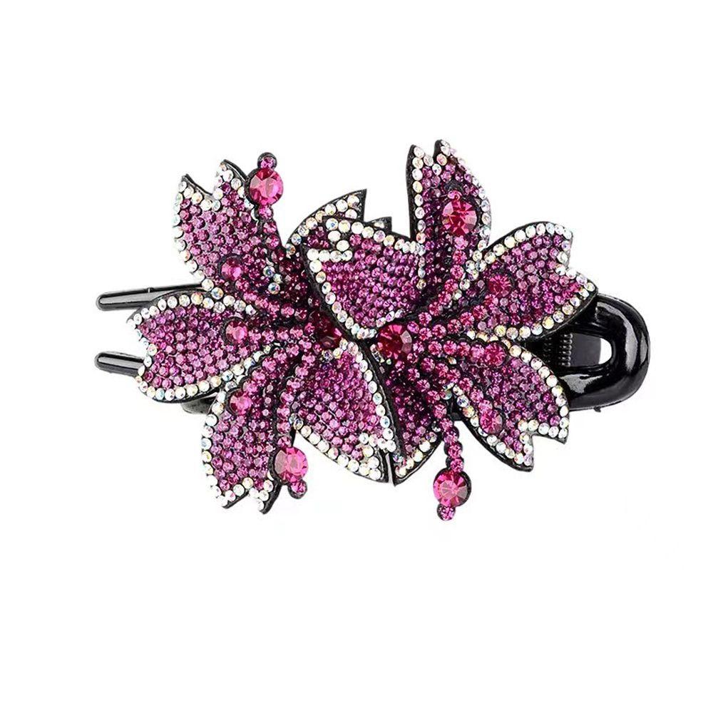 

Hair Clip Large Flower Hair Claw Rhinestone Duckbill Clip Female Hairpin Korean Style Hair Clip фиолетовый