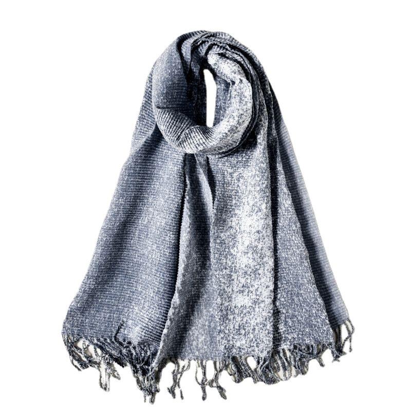 Imitation Cashmere Scarf Autumn and Winter Solid Color Crepe Gradual Change Medium and Long Warm Scarf Sweet Fashion Fringed Shawl