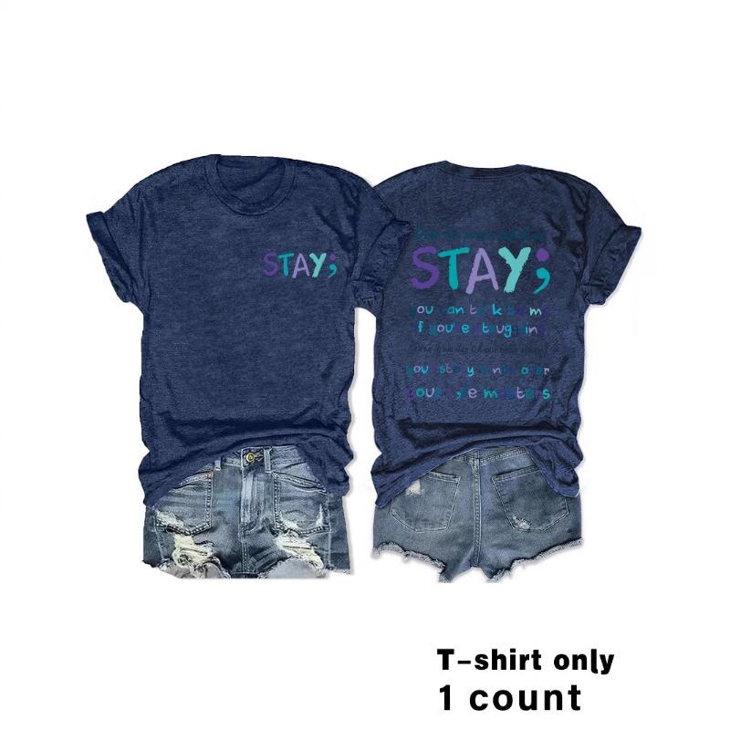 Women's Round Neck Fashion Letter Slogan Printed Top T-Shirt