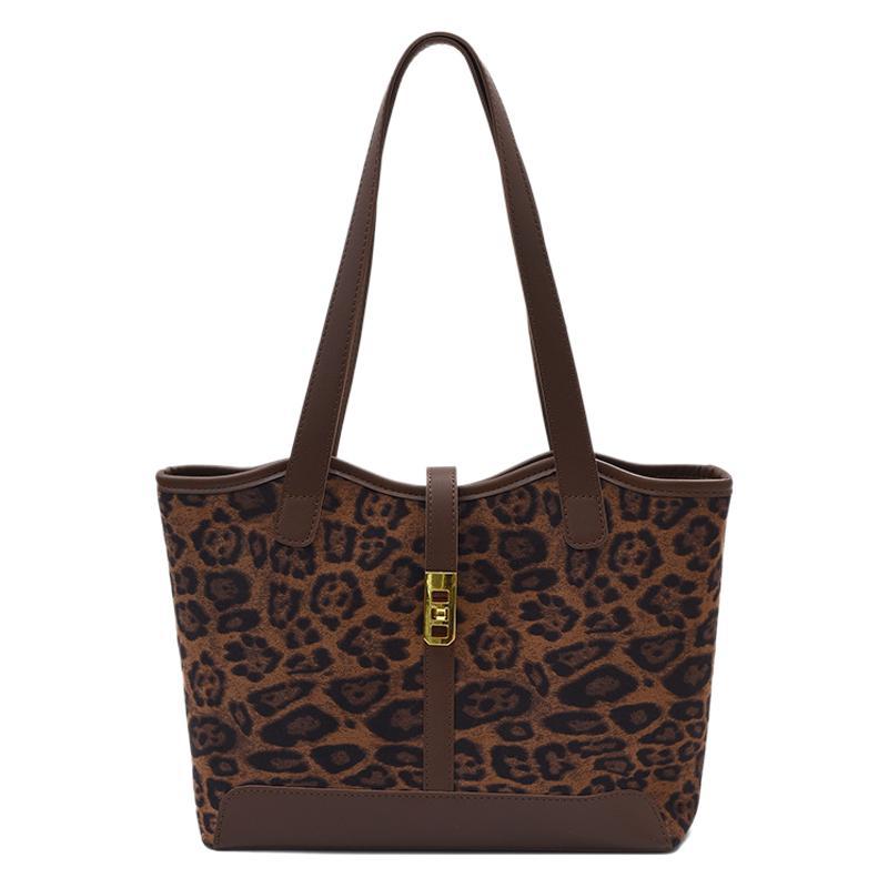 Autumn and Winter Popular Woolen Bag Women's 2025 New Fashion Leopard Print Handbag Versatile Large-capacity Bucket Bag