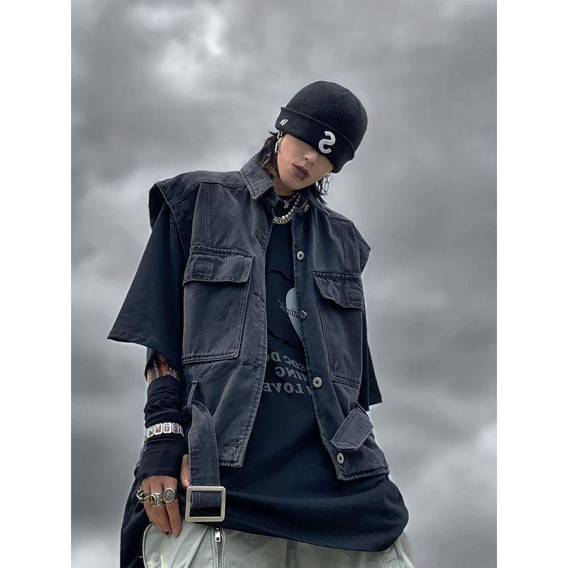 

Модный рваный жилет с лацканами, джинсовый жилет Black 2XL