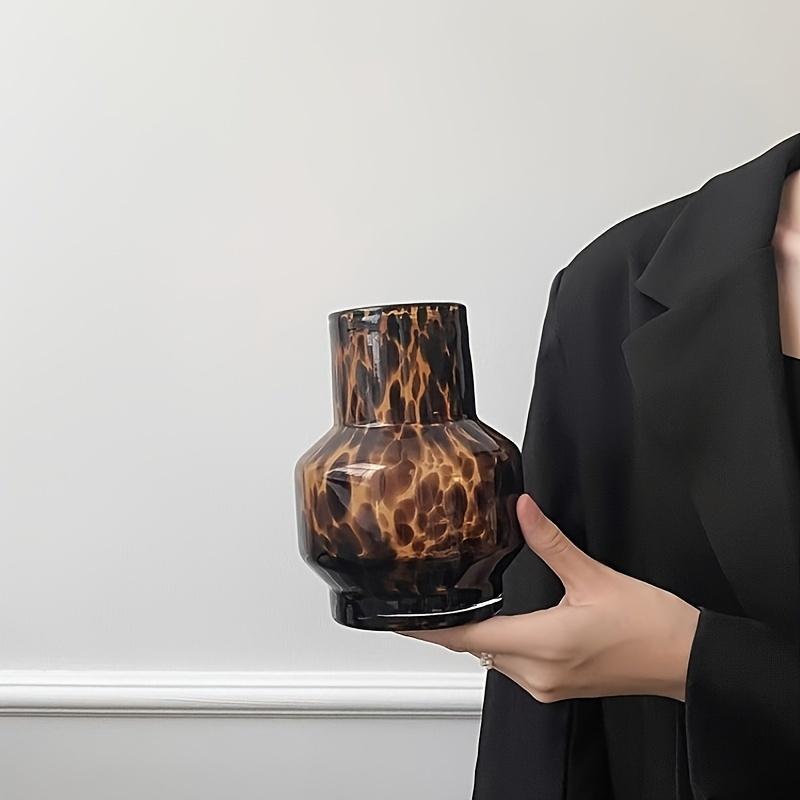 New Arrival Leopard Print Glass Vase Light Luxury Retro Desktop Ornament for Home Model Room & Living Room