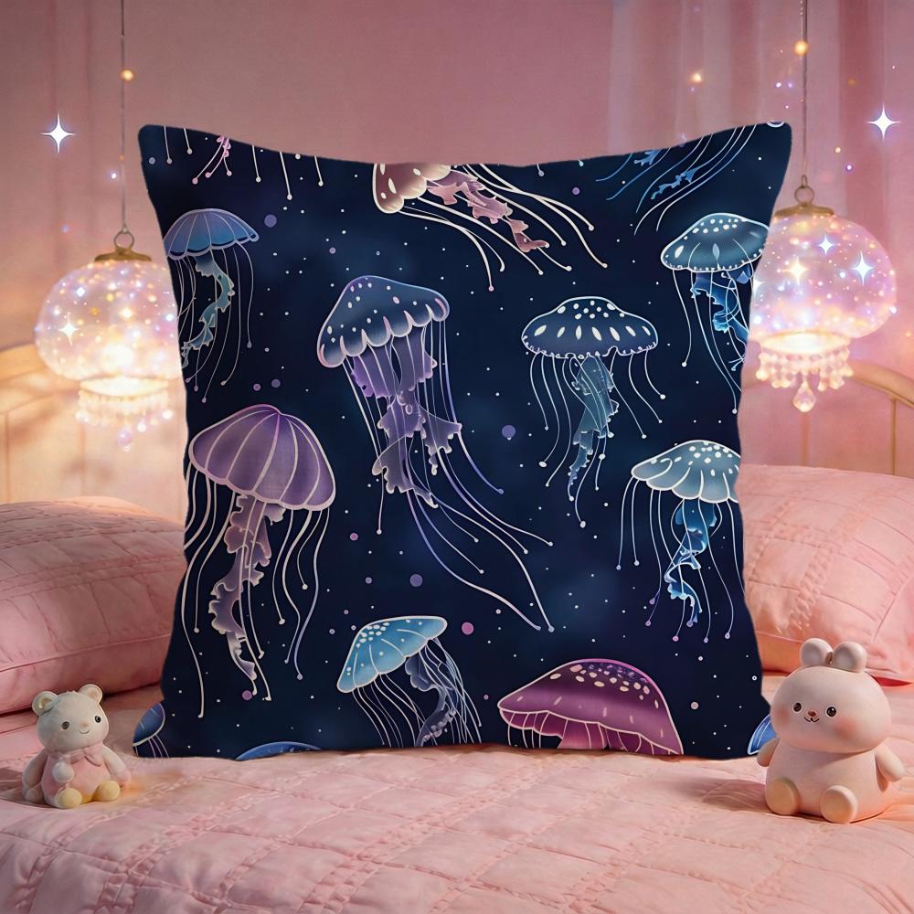 Dreamy Jellyfish Glow Cushion Cover Premium Comfort Reversible Pillow Cove Two in One Design for Any Room  Car Interior