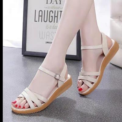 Rindssehnensohle Sandalen Damen Sommer 2025 neue Mode flachsohlige Ledersandalen Damen weichsohlige coole Hausschuhe Damenschuhe