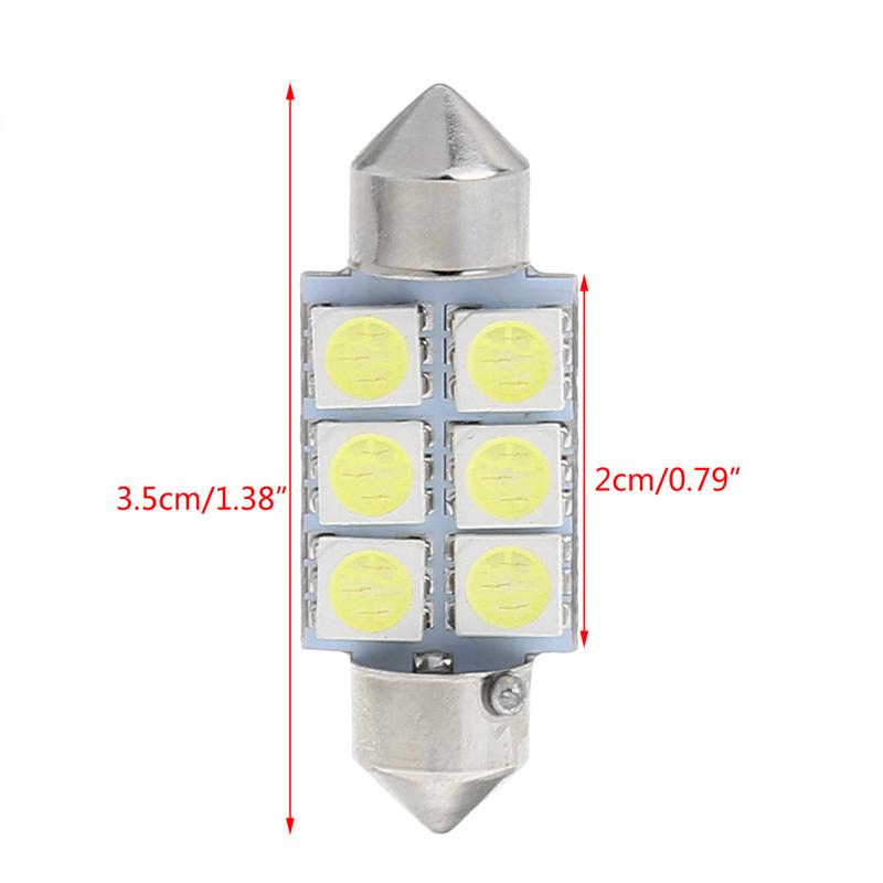White 36MM 6-LED 5050 SMD Car Auto Interior Festoon Dome Light Lamp Bulb DC12V