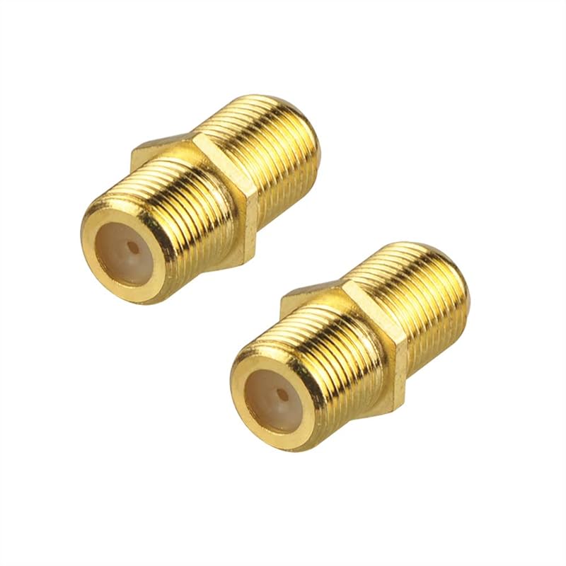 VCE Coaxial Cable Connector, RG6 Coax Cable Extender F-Type Gold Plated Adapter Female to Female for TV Cables, 2 Pack 2