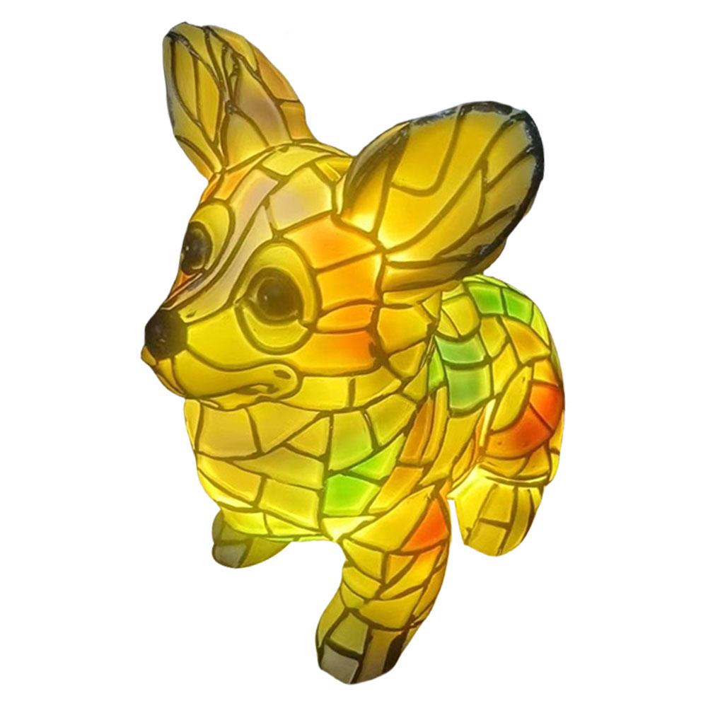 Cat Lamp Animal Art Resin Table Lamp Colorful Vintage Stained French Bulldog Corgi Maine Coon LED Night Light Gifts