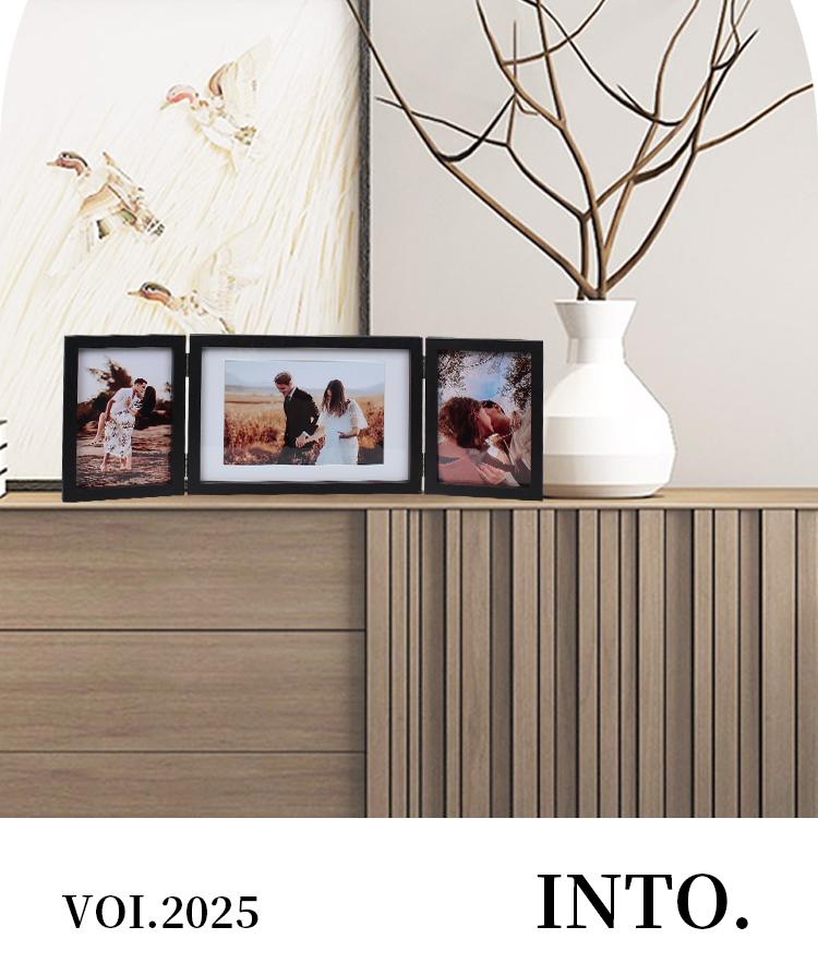 Eleganter dreifach faltbarer Bilderrahmenständer, minimalistisch Schwarz/Weiß, für mehrere 6- oder 7-Zoll-Fotos, kreative Tischdekoration für Zuhause und Büro