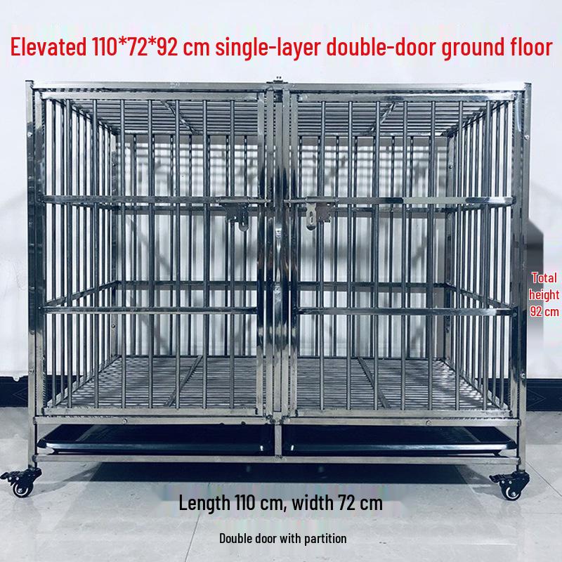 Stainless Steel Multi-Layer Dog Cage for Small to Medium Dogs - Parent-Child Design, Ideal for Pet Shops & Boarding