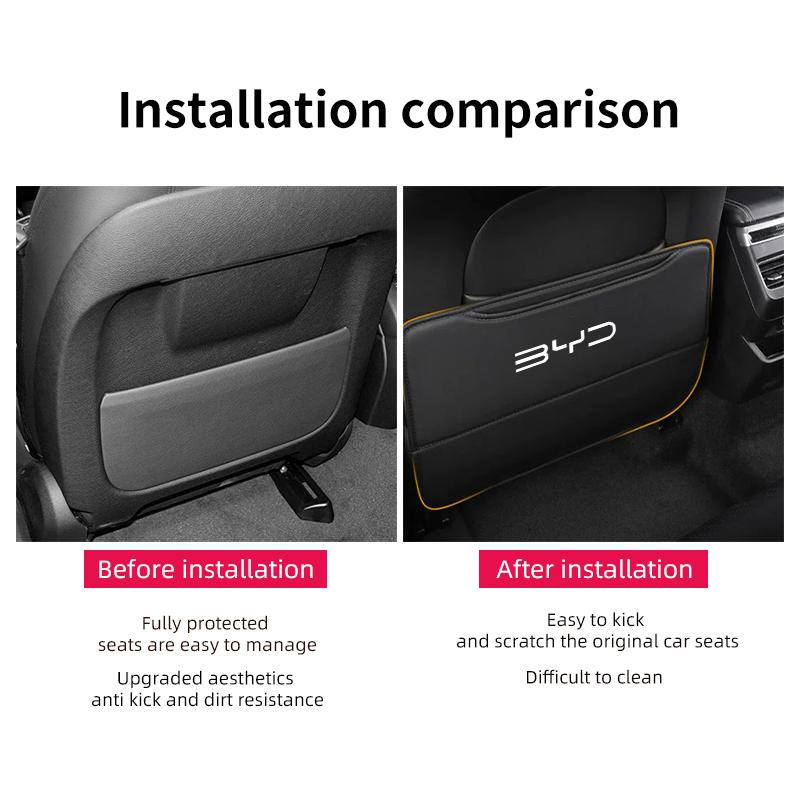 Car Seat Anti Kick Pad For BYD Dolphin Seal Atto3 F3 E5 G3 G5 L3 F6 Song Auto Seat Back Protector Pad for Kid Backseat Organizer