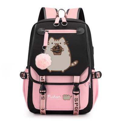 Fat Ji Cat Cute Printed School Bag Outdoor Travel Oxford Cloth Backpack