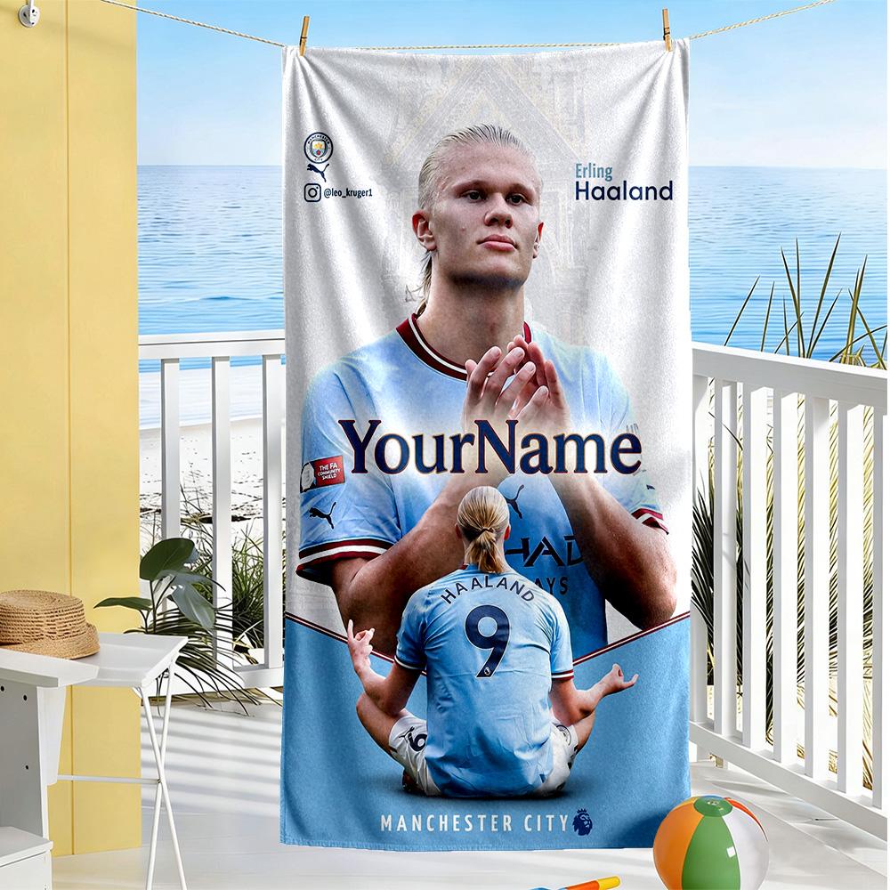 Haaland Customize Text Beach Towel Super Soft & Absorbent Portable for SwimmingBeachCamping Travel Beach AccessoriesGym