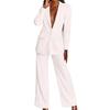 Damen 2-teilige Blazer-Outfits Business Casual Ein-Knopf-Blazerjacke Weitbeinige Elegante Hosen Set Professionelle Arbeits-Büro-Sets
