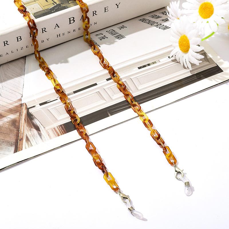 Bohemia Amber Acrylic Glasses Chain Women Leopard Resin Largand Chain For Glasses Sunglasses Hold Straps Cords Accessories