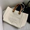 New Women Tote Bag Fashion Canvas Large Handbag Chains Genuine Leather Shoulder Bags Ladies Big Messenger Bag Shopping Bag