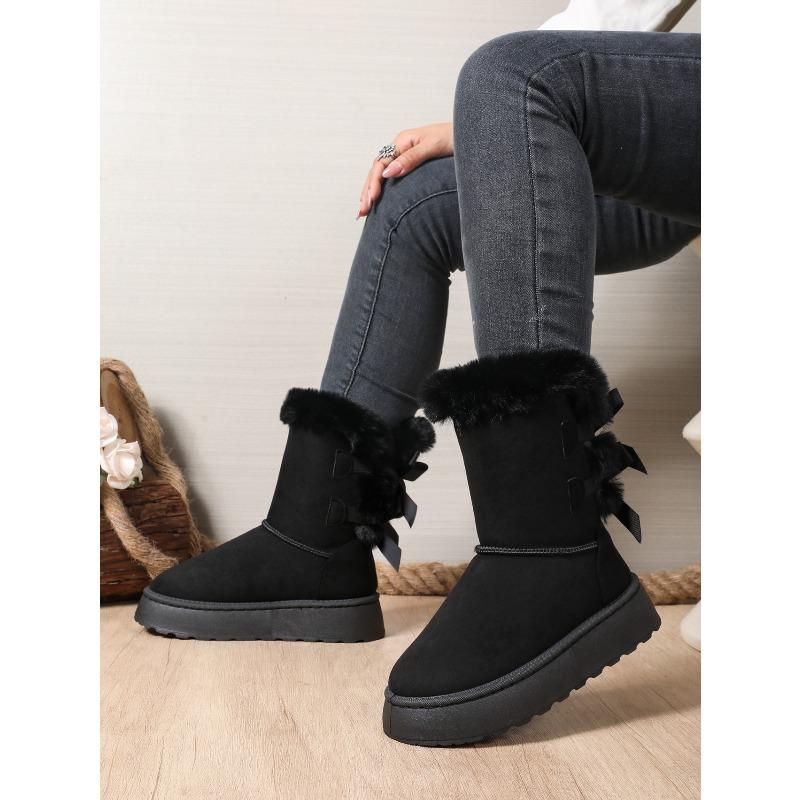 Thick-soled Warm Snow Boots Women's 2025 Winter New Plus-size Muffin with Fleece and Thickened Wool Mouth Mid-tube Cotton Shoes